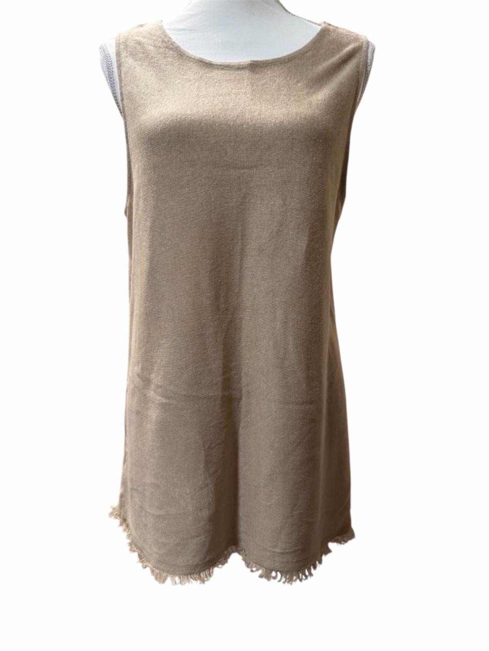 J. Jill Sleeveless Fringe-Hem Knit Tunic - Tan